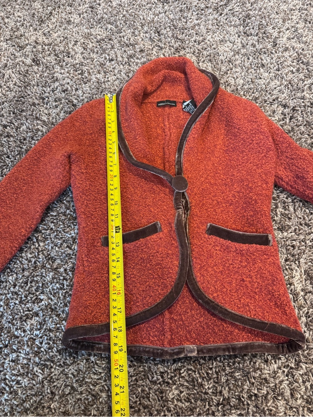 Moda International Burnt Orange Wool Blazer Jacket Sweater Knit Brown XXS - Picture 6 of 10